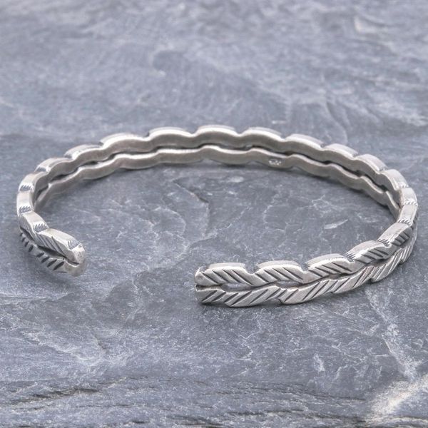 Alternate image for Thai Hill Tribe Sterling Silver Cuff Bracelet Leaf Trail