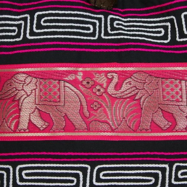 Alternate image for Elephant Cotton Blend Shoulder Bag in Ruby from Thailand Thai Elephants in Ruby