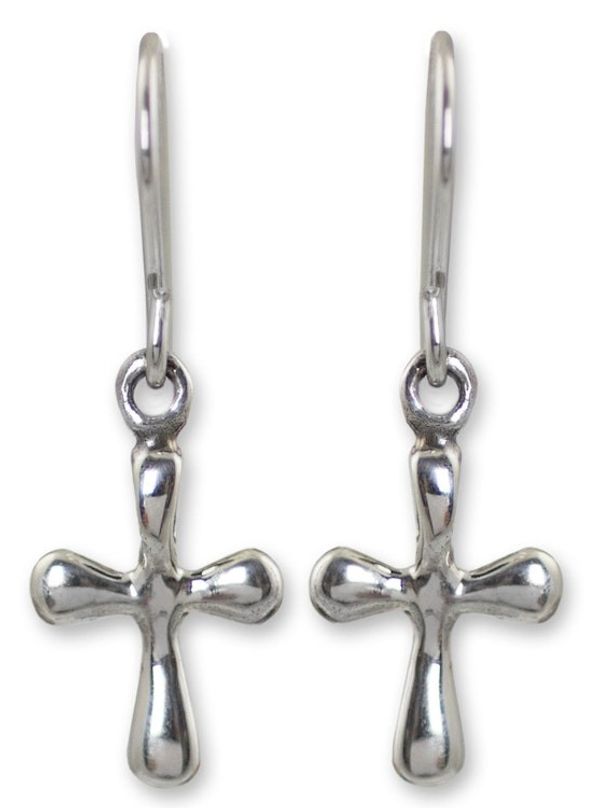 Alternate image for Sterling Silver Religious Dangle Earrings Faithful Cross