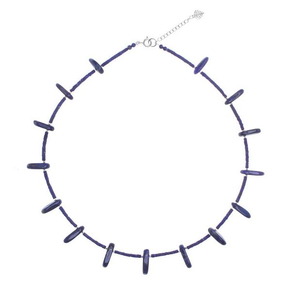 Alternate image for Lapis Lazuli and Karen Hill Tribe Silver Beaded Necklace True Blue at Midnight
