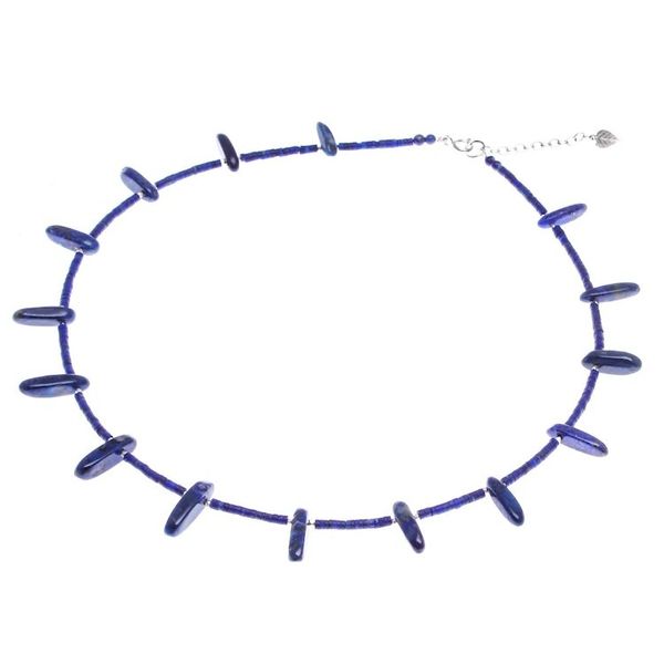 Alternate image for Lapis Lazuli and Karen Hill Tribe Silver Beaded Necklace True Blue at Midnight