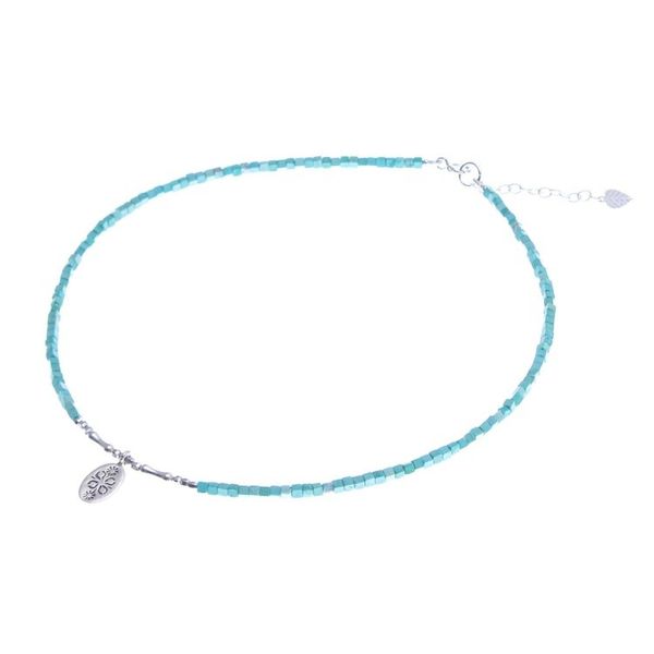 Alternate image for Amazonite and Sterling Silver Pendant Necklace Pale Flower