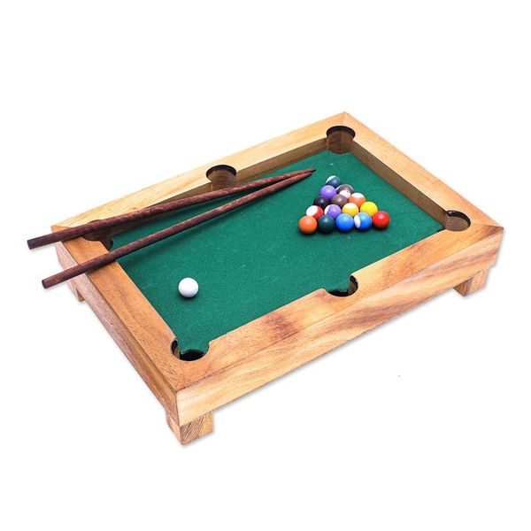 Alternate image for Handmade 12-Inch Raintree Wood Billiards Game from Thailand Best of Billiards