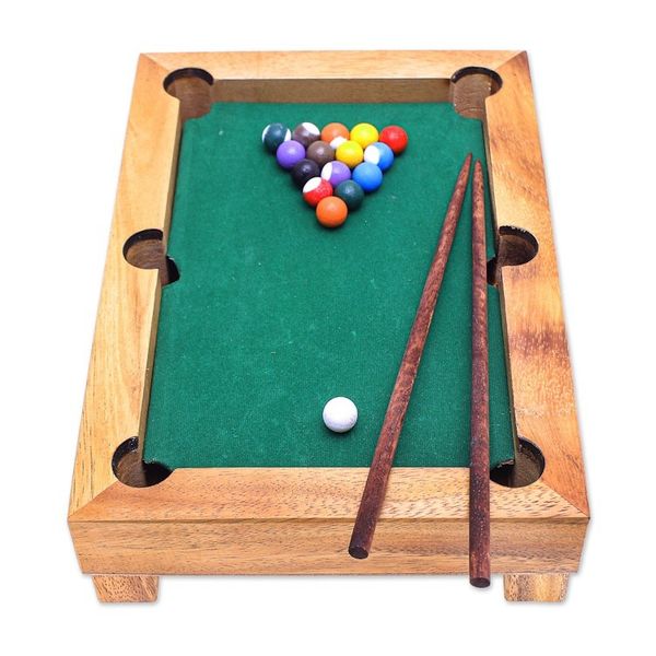 Alternate image for Handmade 12-Inch Raintree Wood Billiards Game from Thailand Best of Billiards