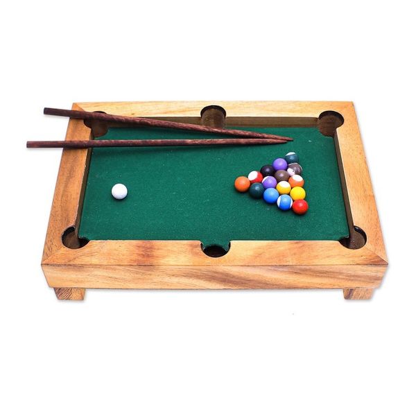 Alternate image for Handmade 12-Inch Raintree Wood Billiards Game from Thailand Best of Billiards