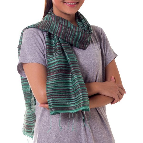 Alternate image for Silk batik scarf Mae Nam Khong Valley