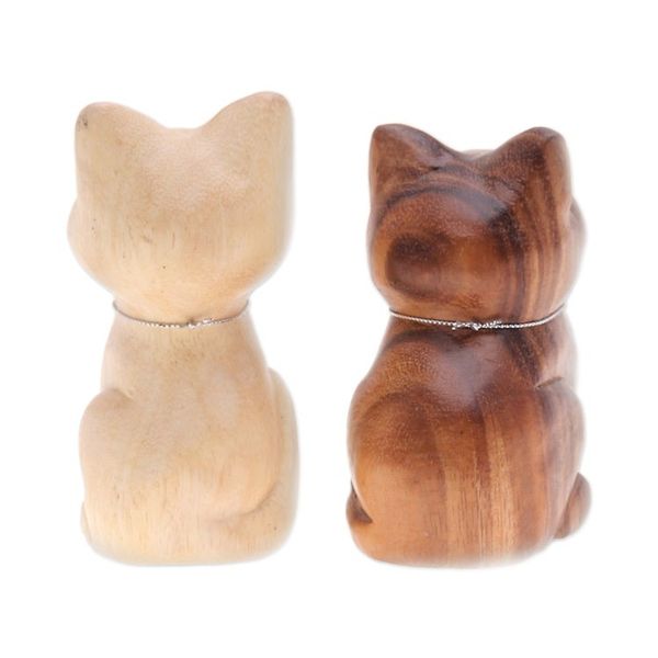Alternate image for Set of 2 Feline Raintree Wood Figurines with Aluminum Bells Harmonious Meows