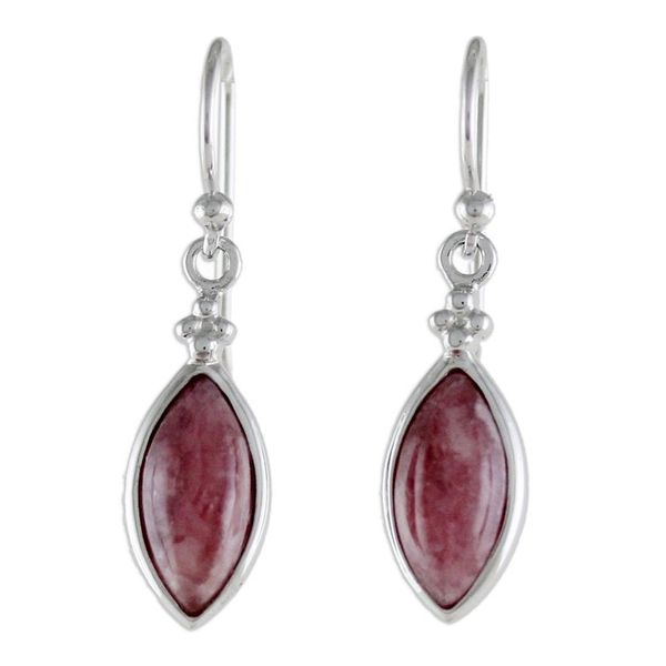 Alternate image for Rhodium Plated Rhodochrosite Dangle Earrings from Thailand Knowing Eyes