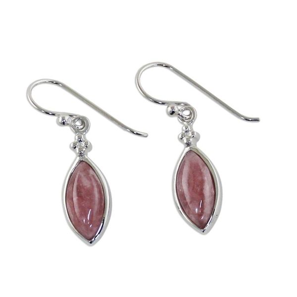 Alternate image for Rhodium Plated Rhodochrosite Dangle Earrings from Thailand Knowing Eyes
