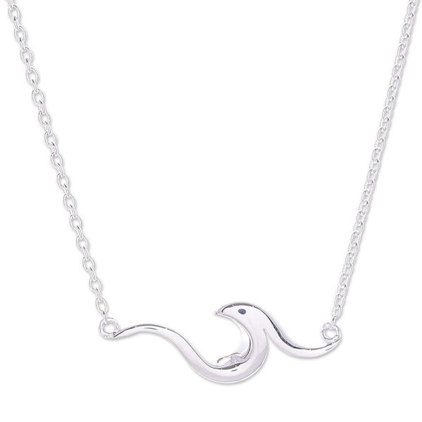 Alternate image for Handcrafted Sterling Silver Pendant Necklace from Thailand Cool Wave
