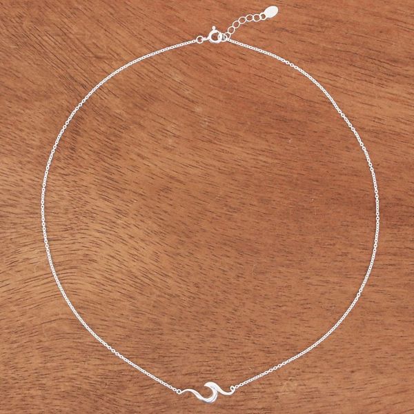 Alternate image for Handcrafted Sterling Silver Pendant Necklace from Thailand Cool Wave