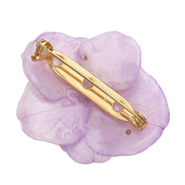 Alternate image for Thai Preserved Violet Hydrangea Brooch Pin Violet Hydrangea