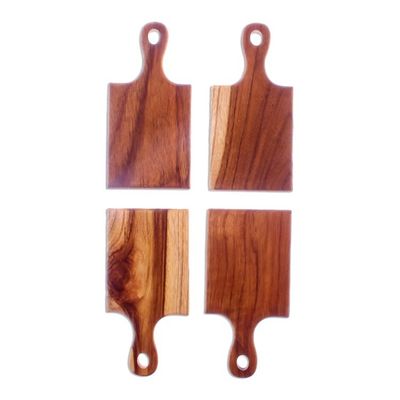 Alternate image for Unique Teak Wood Mini Cutting and Serving Boards Set of 4 Kitchen Fun