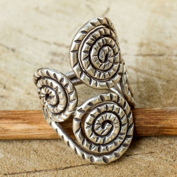 Alternate image for Fair Trade Sterling Silver Wrap Ring Spiral of Love