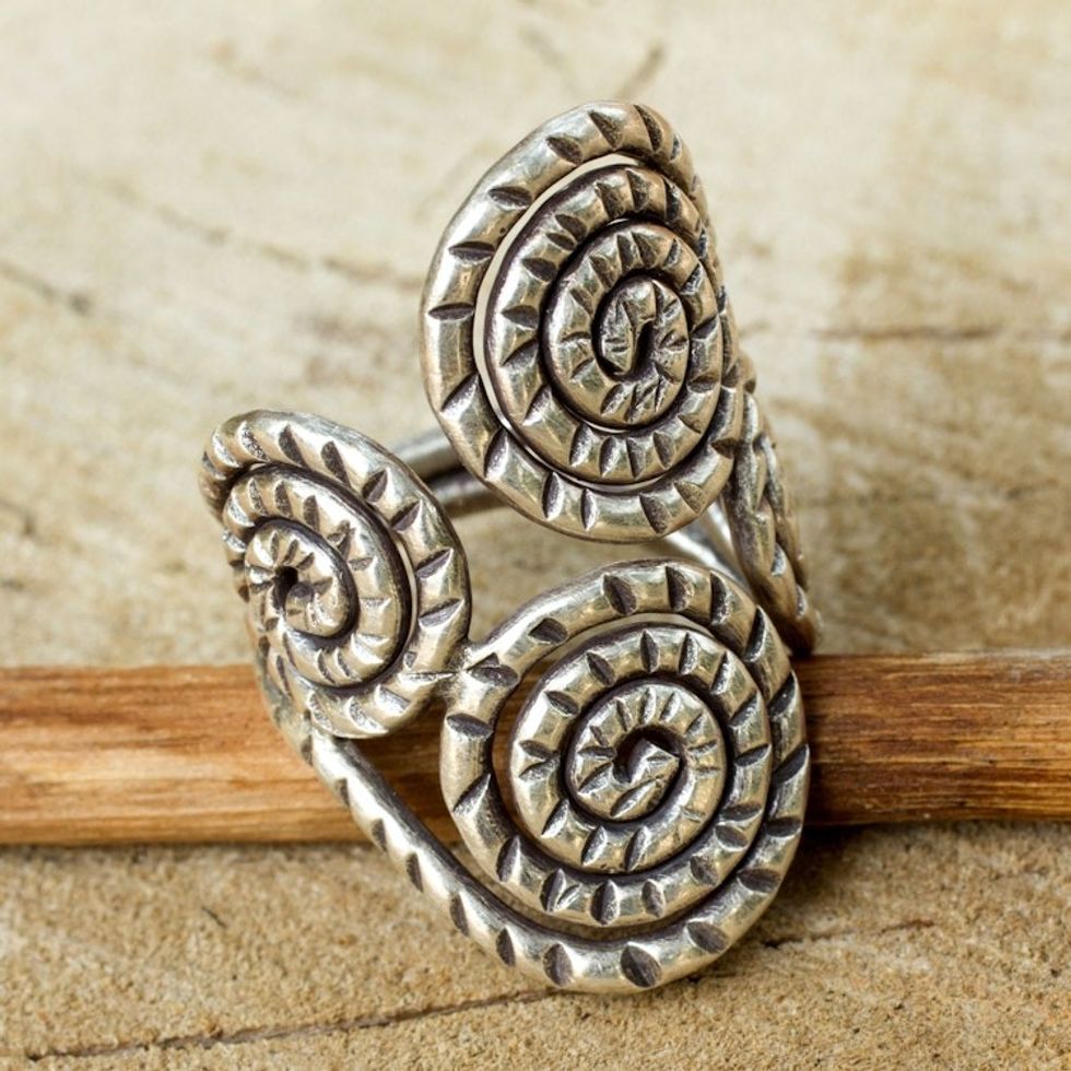 Fair Trade Sterling Silver Wrap Ring 'Spiral of Love'
