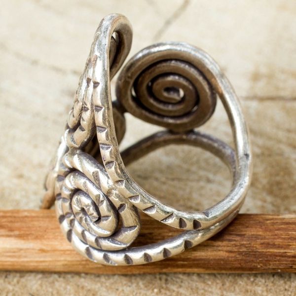 Alternate image for Fair Trade Sterling Silver Wrap Ring Spiral of Love