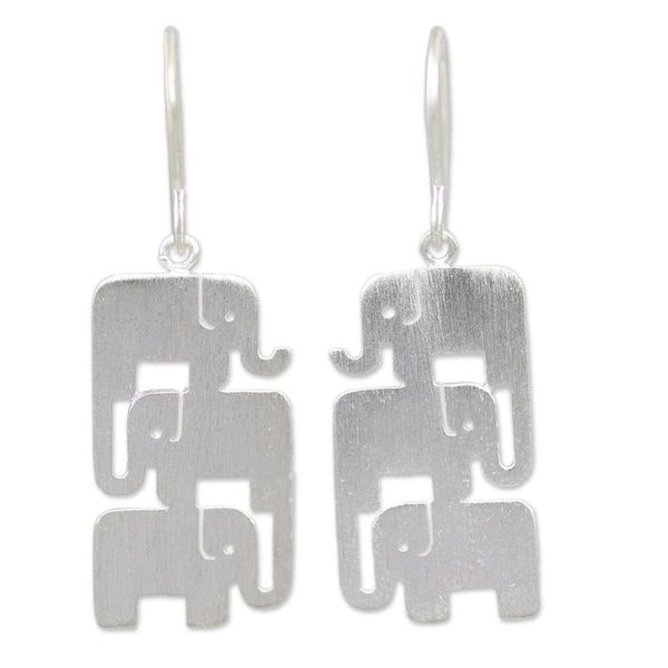Alternate image for Sterling Silver Dangle Earrings Elephant Stack