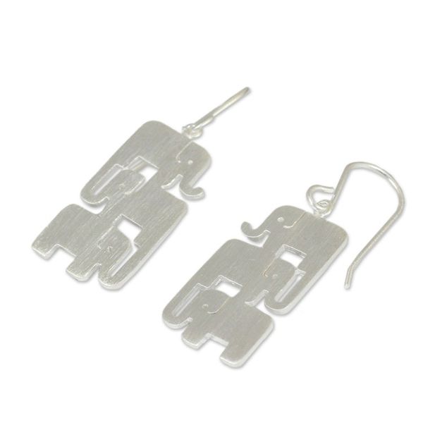 Alternate image for Sterling Silver Dangle Earrings Elephant Stack