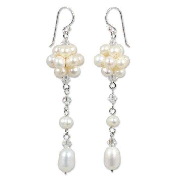 Alternate image for Bridal Sterling Silver and Pearl Dangle Earrings Offer of Grace