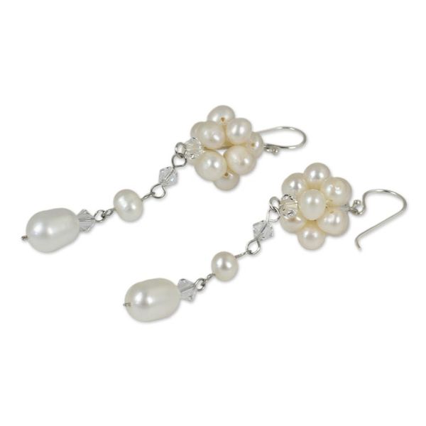 Alternate image for Bridal Sterling Silver and Pearl Dangle Earrings Offer of Grace