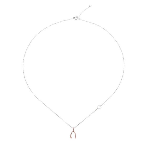 Alternate image for Rose Gold Accented Sterling Silver Wishbone Necklace Oracle Wishbone