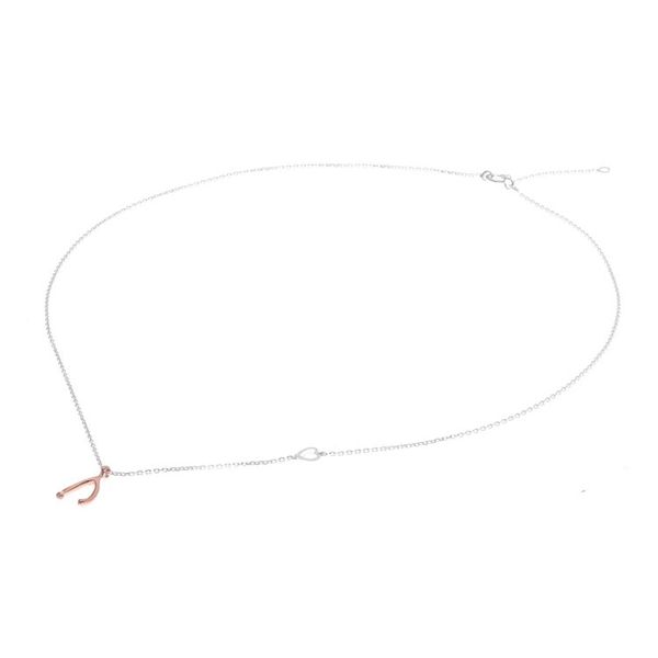 Alternate image for Rose Gold Accented Sterling Silver Wishbone Necklace Oracle Wishbone