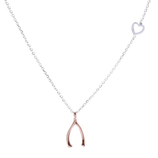 Alternate image for Rose Gold Accented Sterling Silver Wishbone Necklace Oracle Wishbone