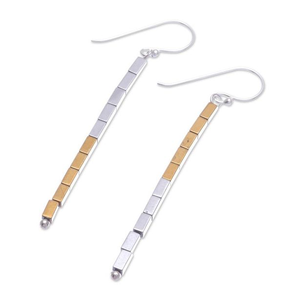 Alternate image for Gold-Coated Sterling Silver Hematite Dangle Earrings Sun and Stars