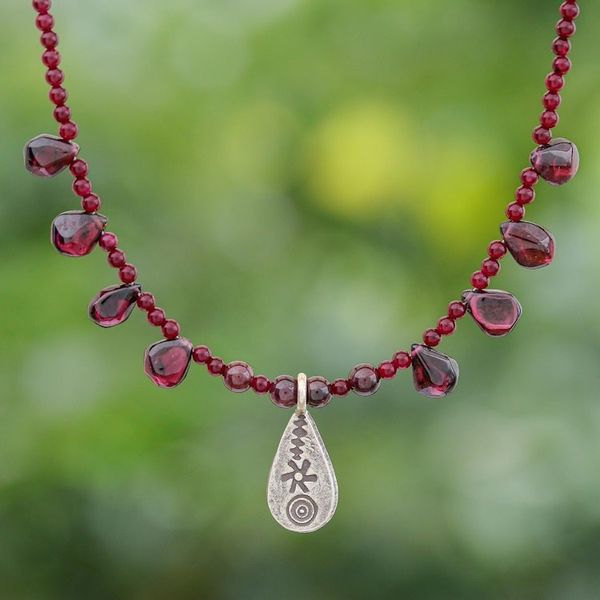 Alternate image for Sterling Silver and Garnet Pendant Necklace Bewitching Lover