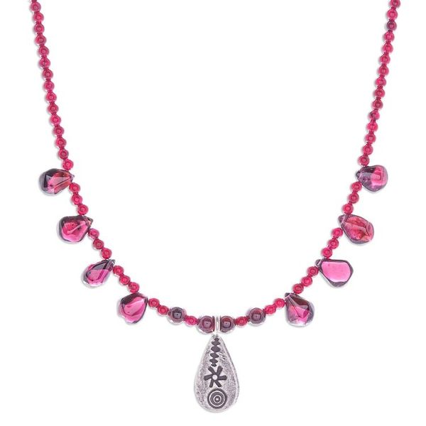 Alternate image for Sterling Silver and Garnet Pendant Necklace Bewitching Lover