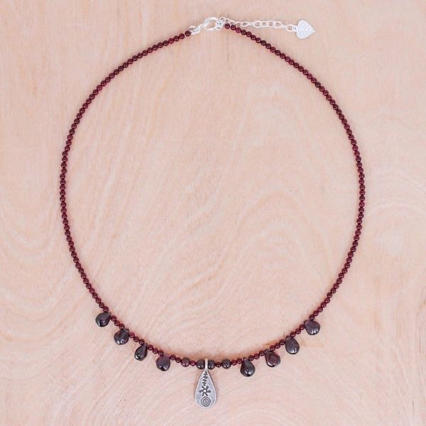 Alternate image for Sterling Silver and Garnet Pendant Necklace Bewitching Lover