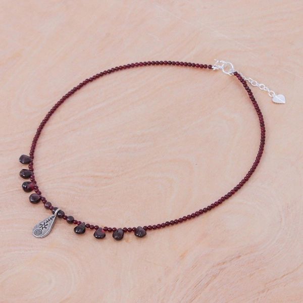 Alternate image for Sterling Silver and Garnet Pendant Necklace Bewitching Lover