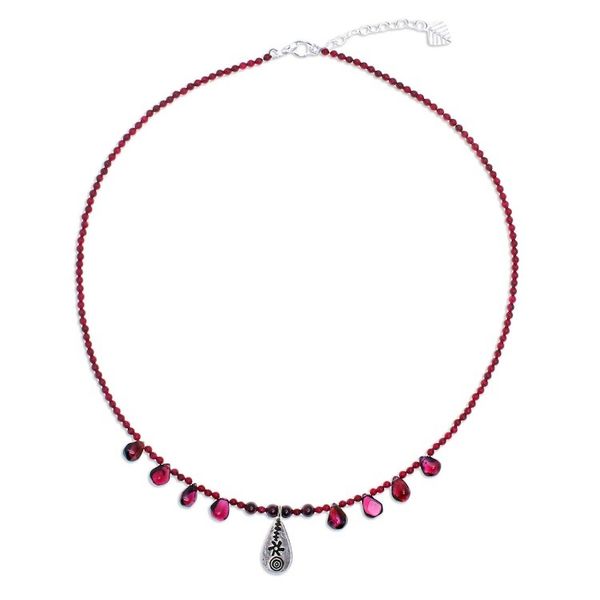 Alternate image for Sterling Silver and Garnet Pendant Necklace Bewitching Lover