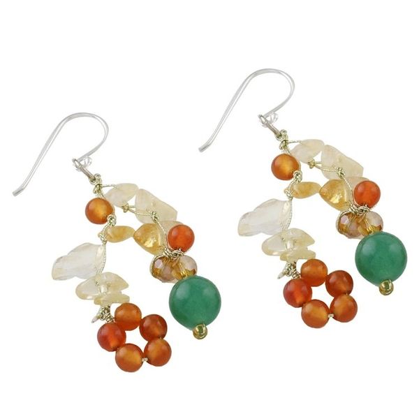 Alternate image for Multi-Gemstone Cluster Sterling Silver Dangle Earrings Vivacious Color