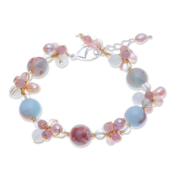 Alternate image for Cultured Pearl and Jasper Beaded Bracelet Pastel Mood