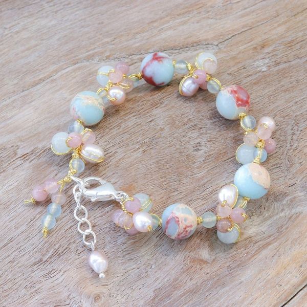Alternate image for Cultured Pearl and Jasper Beaded Bracelet Pastel Mood