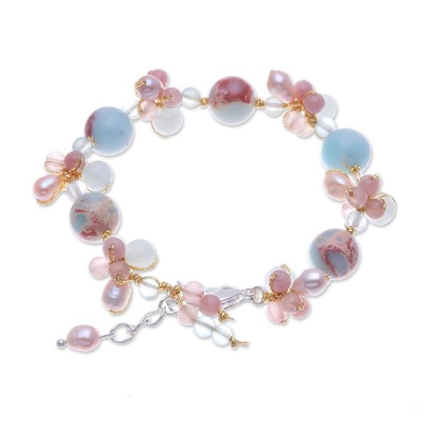 Alternate image for Cultured Pearl and Jasper Beaded Bracelet Pastel Mood