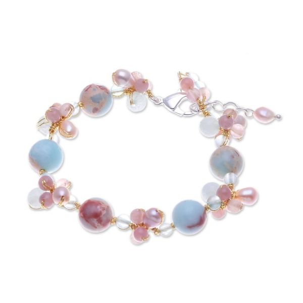Alternate image for Cultured Pearl and Jasper Beaded Bracelet Pastel Mood
