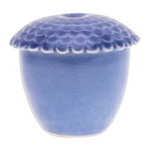 Alternate image for Blue Handmade Celadon Ceramic Sunflower Themed Salsa Bowl Sunflower in Blue