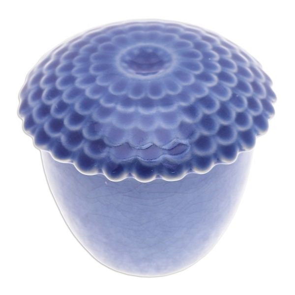 Alternate image for Blue Handmade Celadon Ceramic Sunflower Themed Salsa Bowl Sunflower in Blue