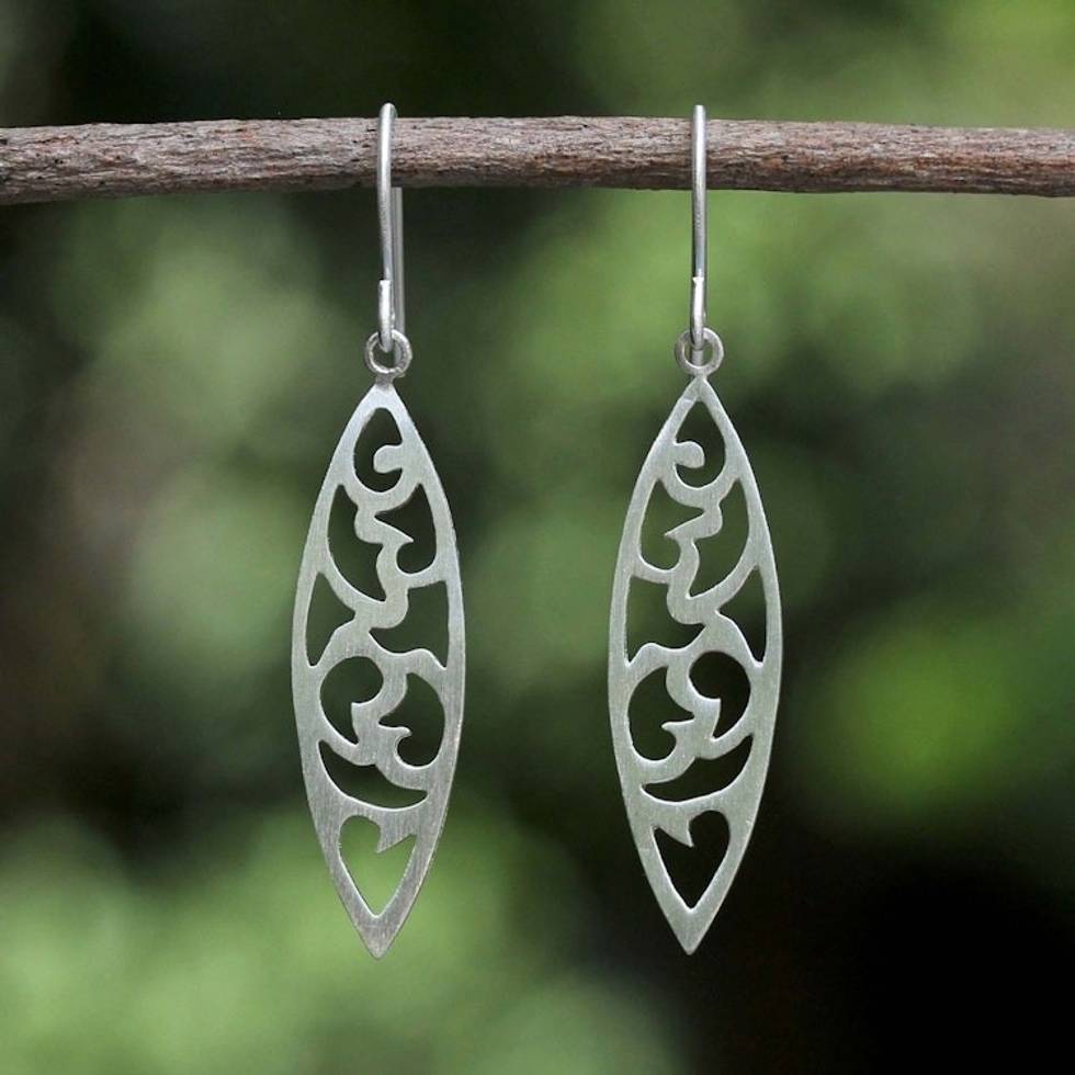 Unique Modern Sterling Silver Dangle Earrings 'Bold Nature'