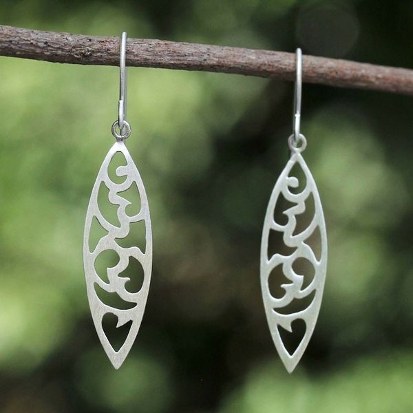 Alternate image for Unique Modern Sterling Silver Dangle Earrings Bold Nature