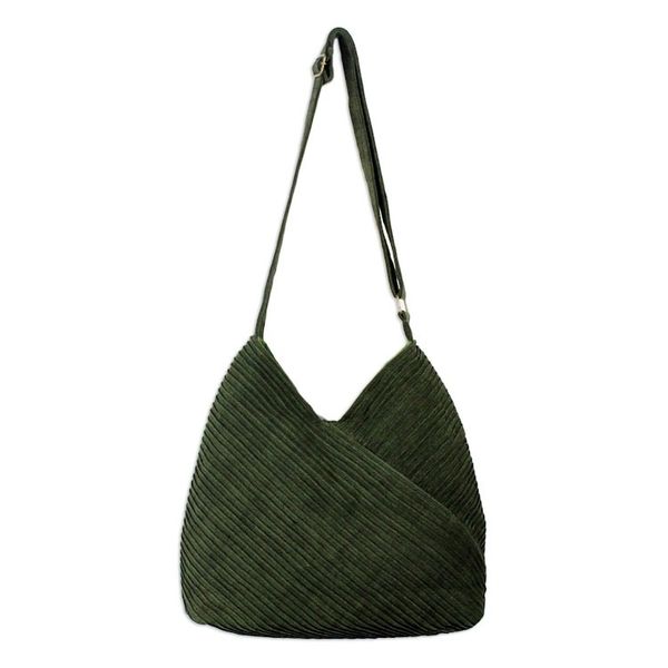 Alternate image for Leaf Green Cotton Hobo Style Handbag with Coin Purse Surreal Green