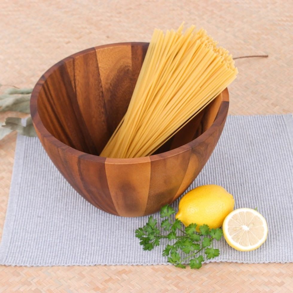 3 Quart Conical Wood Serving Bowl Hand Crafted in Thailand 'Conical Nature'