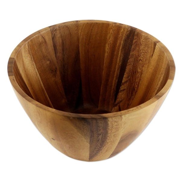 Alternate image for 3 Quart Conical Wood Serving Bowl Hand Crafted in Thailand Conical Nature