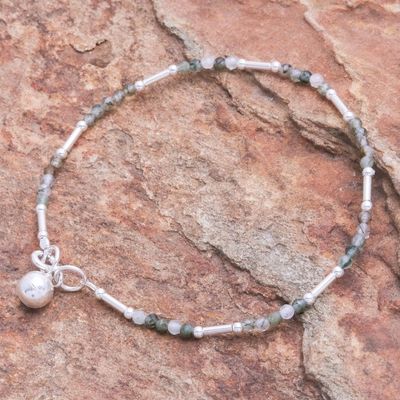 Alternate image for Thai Sterling Silver and Prehnite Beaded Bracelet Softest Voice in Green