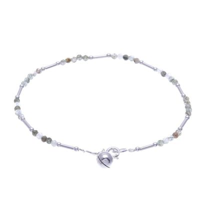 Alternate image for Thai Sterling Silver and Prehnite Beaded Bracelet Softest Voice in Green