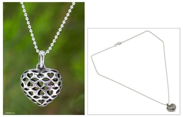 Alternate image for Sterling silver pendant necklace Heart of the Forest