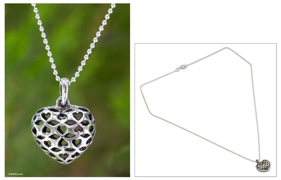 Sterling silver pendant necklace 'Heart of the Forest'