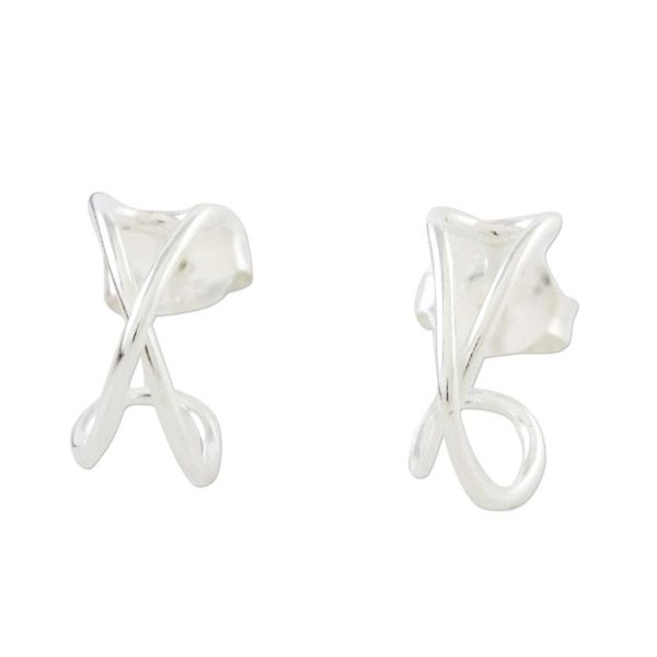 Alternate image for Sterling Silver Twist Half-Hoop Earrings from Thailand Continuum